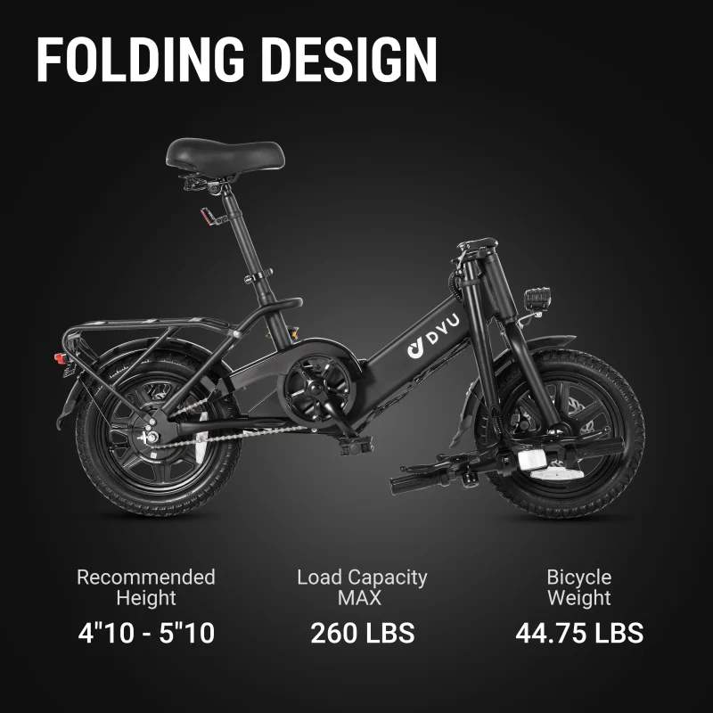 DYU C3 14" Plegable Bicicleta Eléctrica 34km Compacta 7